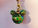 Evergreen Bear Fairy Orb – 20mm Green Glass Pendant with Twin 10mm Ear Orbs for Grounding, Courage, and Whimsical Protection