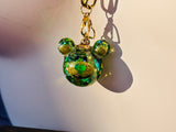 Evergreen Bear Fairy Orb – 20mm Green Glass Pendant with Twin 10mm Ear Orbs for Grounding, Courage, and Whimsical Protection