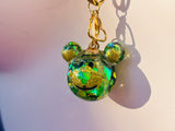 Evergreen Bear Fairy Orb – 20mm Green Glass Pendant with Twin 10mm Ear Orbs for Grounding, Courage, and Whimsical Protection