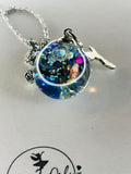 Blushing Halloween Fairy Orb – 20mm Glass Pendant with Bat, Village & Tombstone Charms