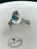 Blushing Halloween Fairy Orb – 20mm Glass Pendant with Bat, Village & Tombstone Charms