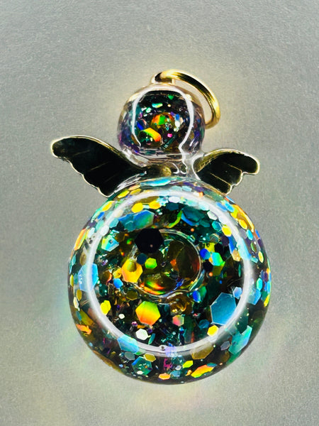 Turquoise Garnet Fairy Orb with Moissanite – 20 mm Friendship Keepsake Necklace